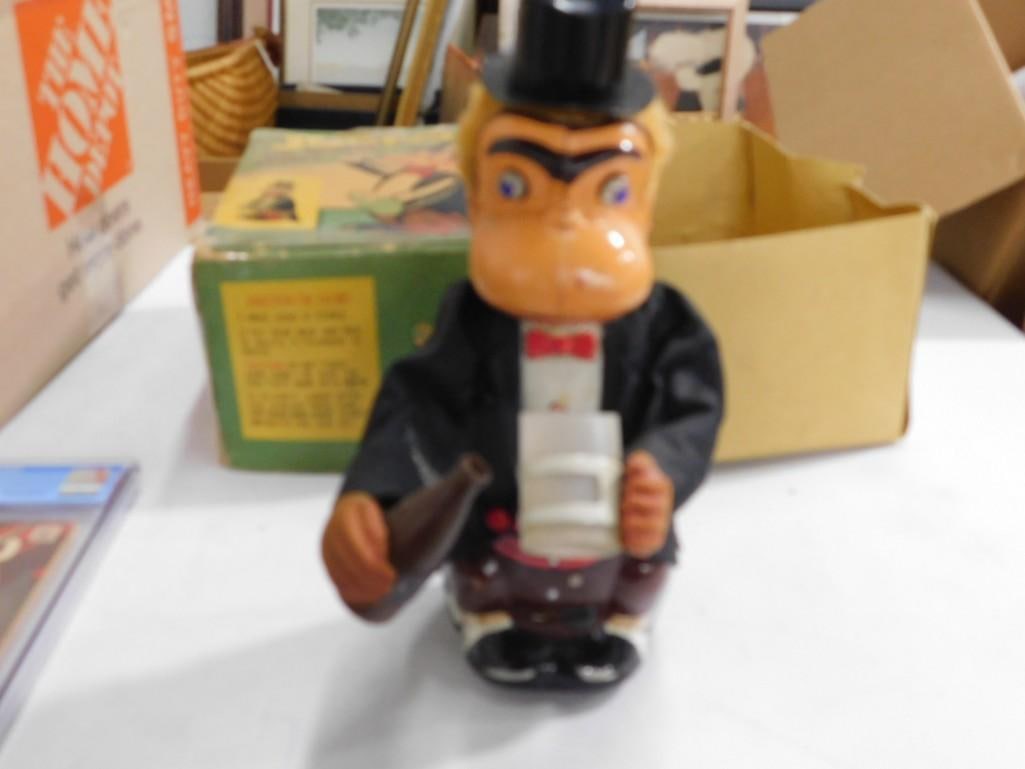 Vintage Jocko the Drinking Monkey with original box - Line Mar Toys - untested: Vintage Jocko the Drinking Monkey with original box - Line Mar Toys - untested