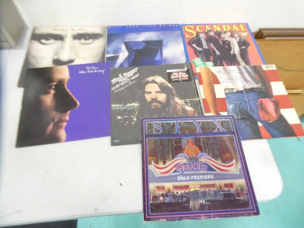 Lot of Vinyl Records including Bruce Springsteen, Bob Sger, Styx, Phil Collins, Billy Joel, Scandal (1 of 5)