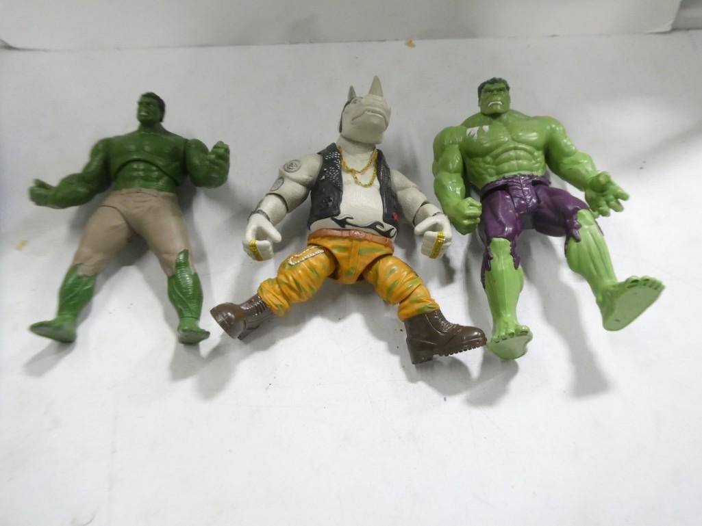 Two Large Hulk and 1 large TMNT Rocksteady Action Figures (1 of 4)