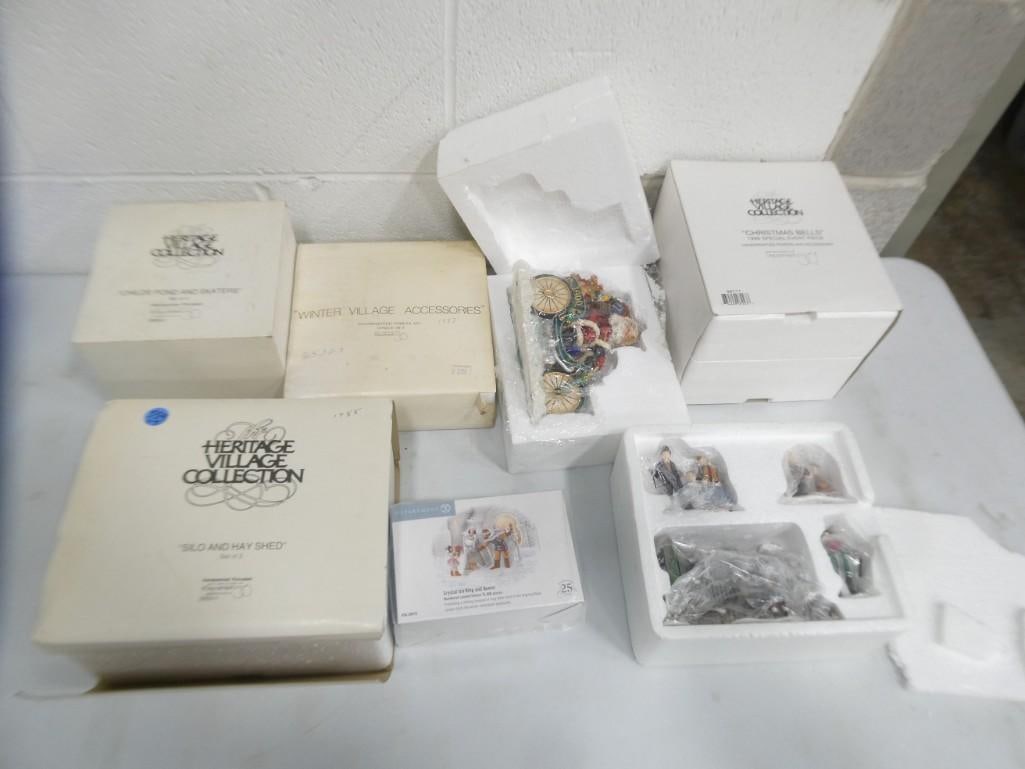 Dept 56 Village Accessories incl Winter Village Accessories, Christmas Bells,: Department 56 Village Accessories incl Winter Village Accessories, Christmas Bells, Crystal Ice King and Queen Numbered Limited Edition, Silo and Hay Shed, Childe Pond and Skaters . Christmas Village 