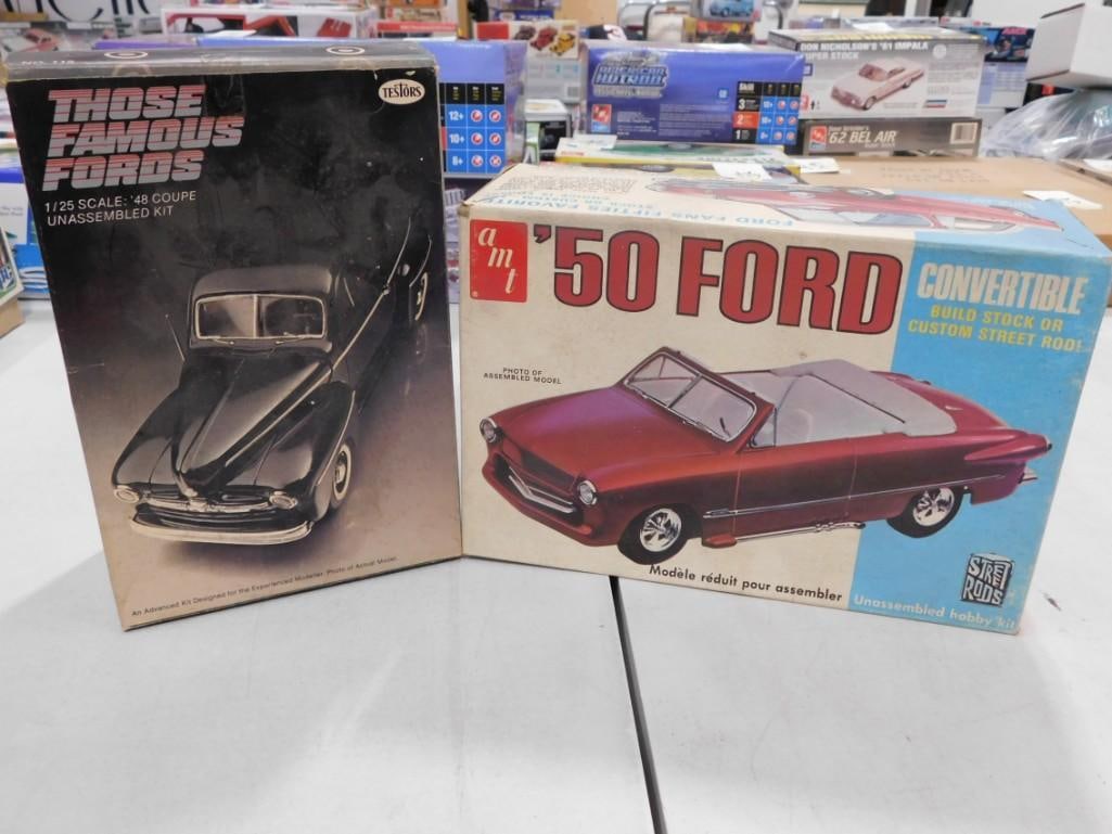2 Model Car Kits incl Testors Those Famous Fords '48 Coupe and AMT '50 Ford Convertible (1 of 9)