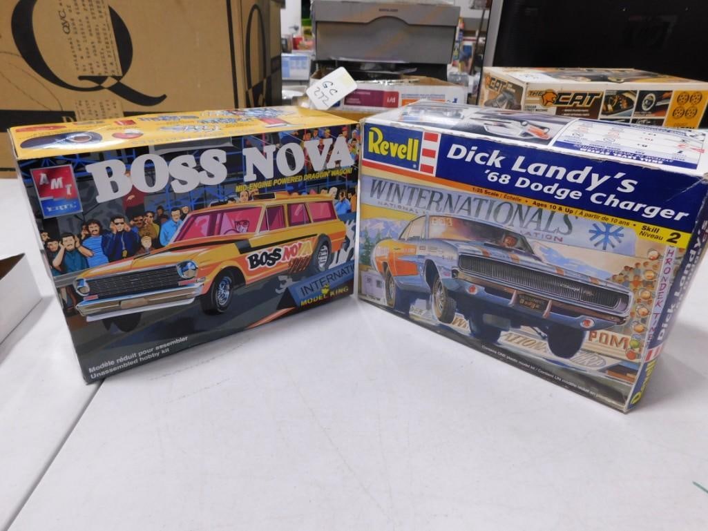 2 Model Car Kits incl AMT Ertl Boss Nova and Revell Dick Landy's '68 Dodge Charger (1 of 8)