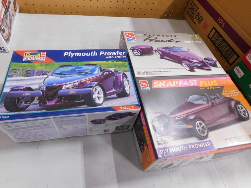 3 Plymouth Prowler Model Car Kits incl AMT 1997 Plymouth Prowler with Trailer, (1 of 10)