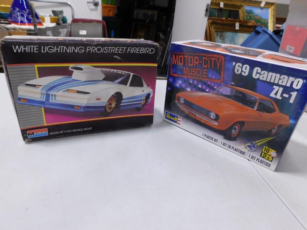 2 Model Car Kits incl Monogram White Lightning Pro/Street Firebird and Revell '69 Camaro ZL-1 (1 of 8)