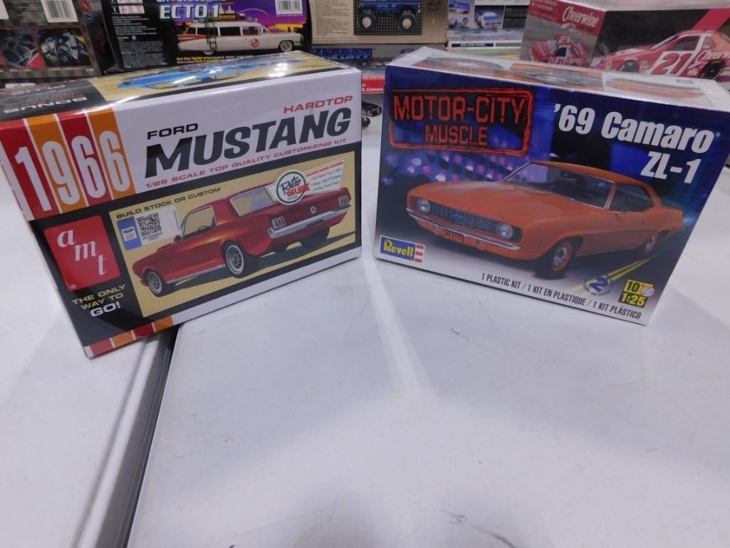 2 Sealed Car Model Kits incl AMT 1966 Ford Mustang Hardtop and Revell '69 Camaro ZL-1 (1 of 6)