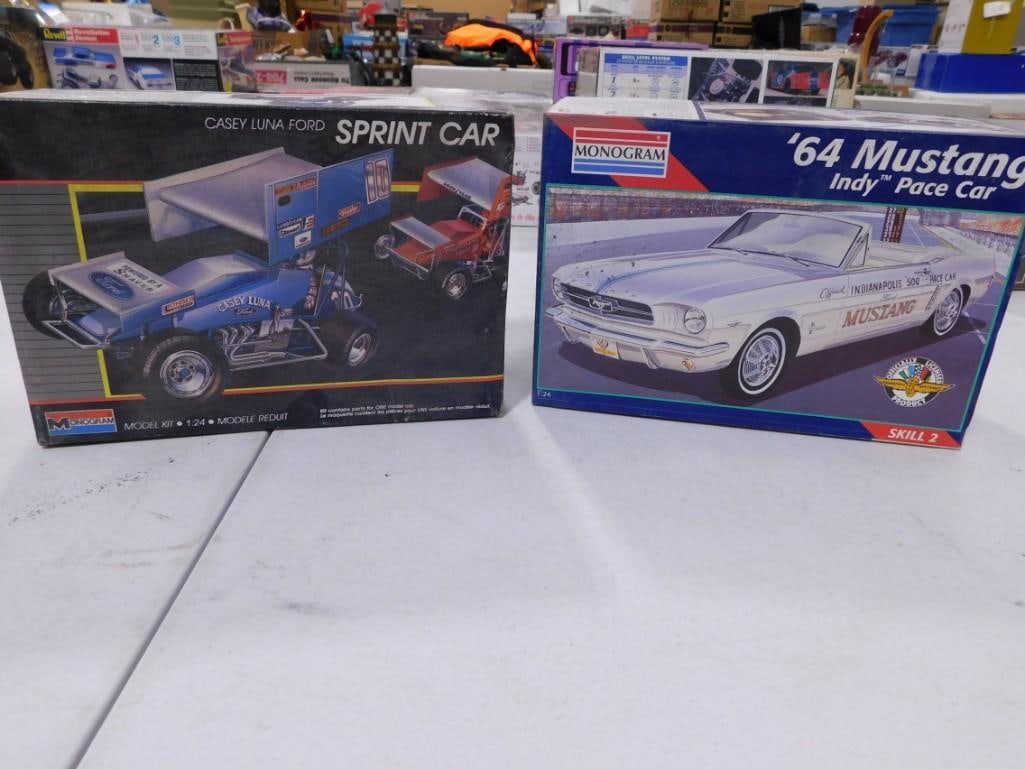 2 Monogram Model Car Kits incl Casey Luna Ford Sprint Car and '64 Mustang Indy Pace Car (1 of 7)