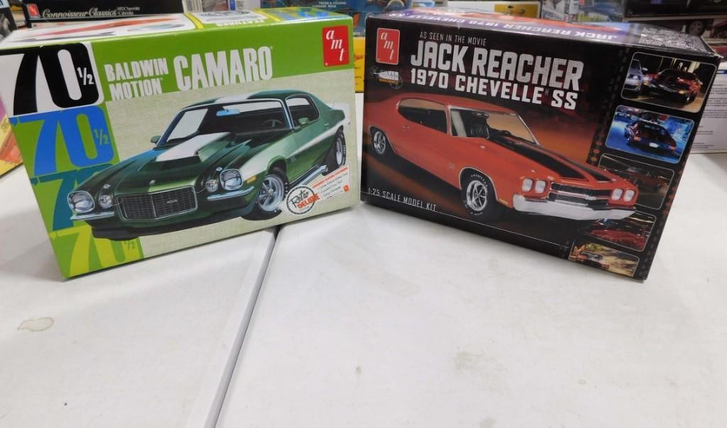 2 AMT Model Car Kits incl Jack Reacher 1970 Chevelle SS and 70 1/2 Baldwin Motion Camaro (1 of 7)