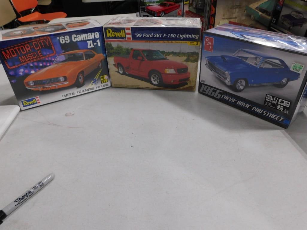 3 Sealed Model Kits incl Revell '99 Ford SVT F-150 Lightning, Revell '69 Camaro ZL-1, and AMT 1966 C (1 of 4)