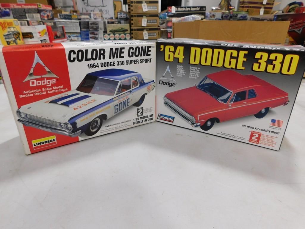 2 Lindberg Model Car Kits incl '64 Dodge 330 and 1964 Dodge 330 Super Sport Color Me Gone (1 of 5)