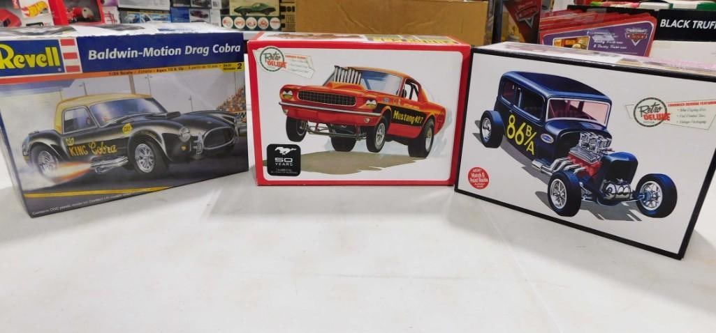 3 Model Car Kits incl Revell Baldwin Motion Drag Cobra, AMT Mustang GT Funny Car, (1 of 11)