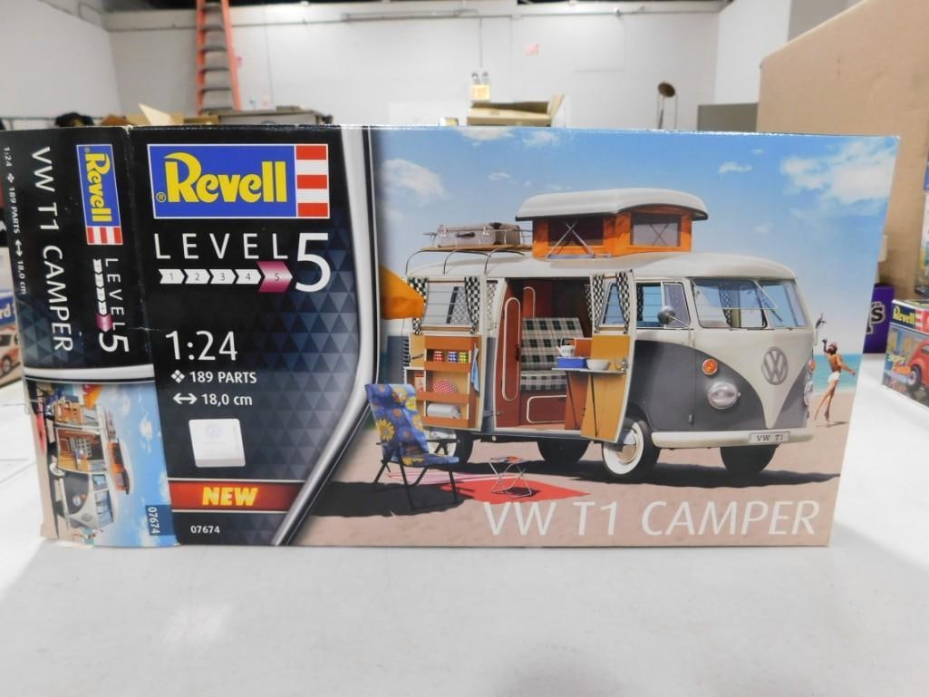 Revell lVW T1 Camper 1:24 Scale Model Kit: Revell lVW T1 Camper 1:24 Scale Model Kit . Box is open. Includes everything that you see in the pictures