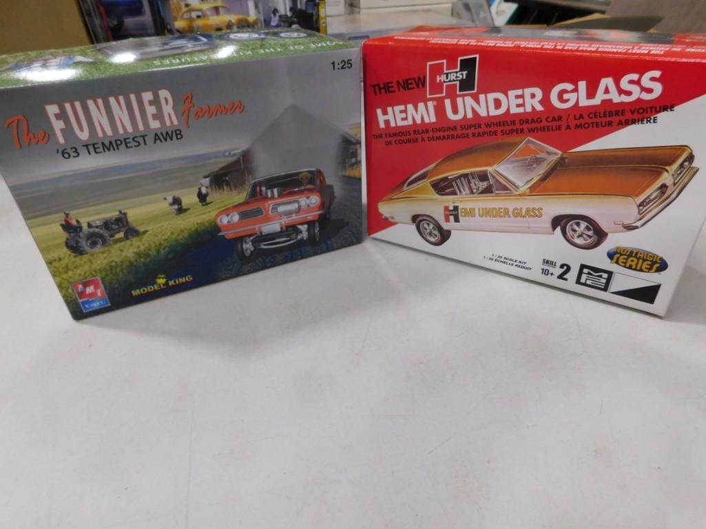 2 Model Car Kits incl AMT Ertl The Funnier Farmer '63 Tempest AWB and Hurst Hemi Under Glass (1 of 7)