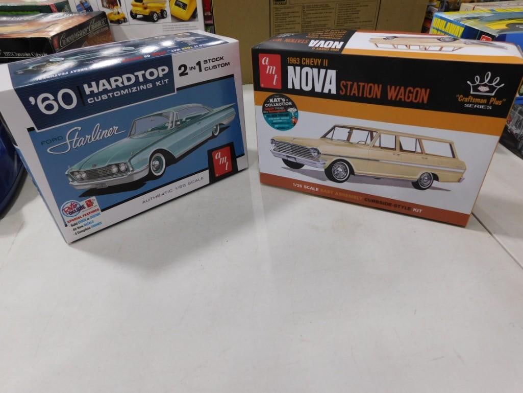 2 AMT Model Car Kits incl 1963 Chevy Nova II Station Wagon and '60 Ford Starliner Hardtop 2 in 1 (1 of 8)