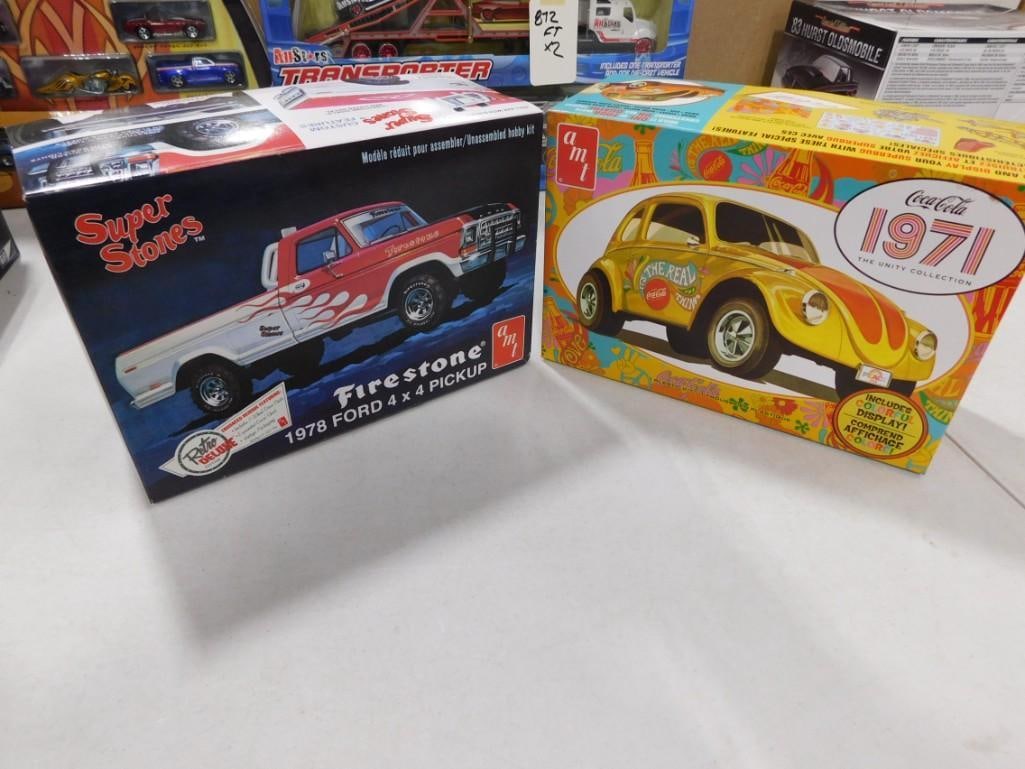 2 Model Kits incl Coca Cola 1971 Volkswagen and Firestone Super Stones 1978 Ford 4x4 Pickup Truck (1 of 8)