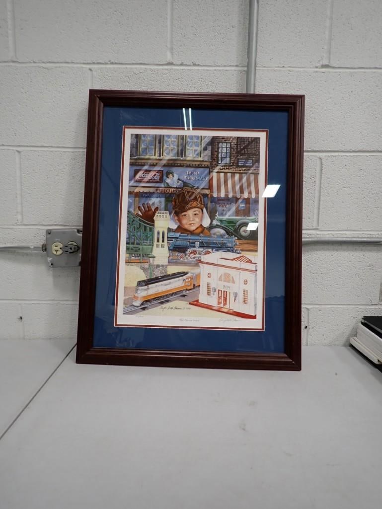 Angela Trotta Thomas Pencil Signed Framed Print 'The Prewar years' Lionel Trains 50 /100 (1 of 6)