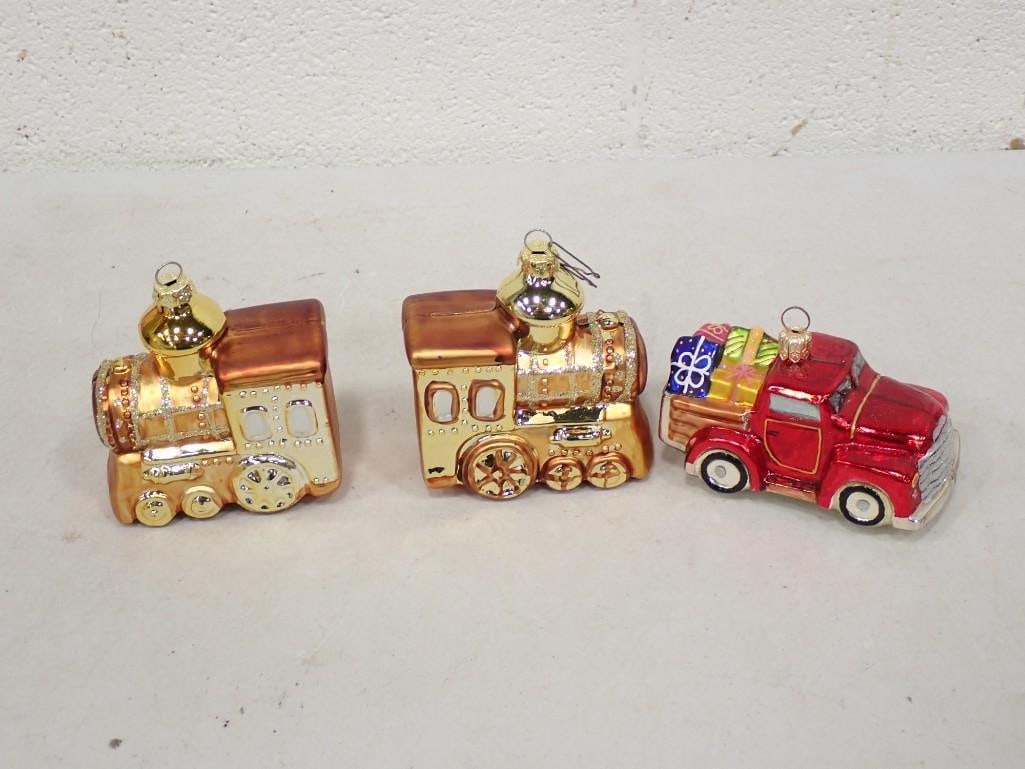 Christopher Radko Red Hot Holiday Truck Ornament and 2 Kurt Adler Polonaise Train Ornaments (1 of 10)