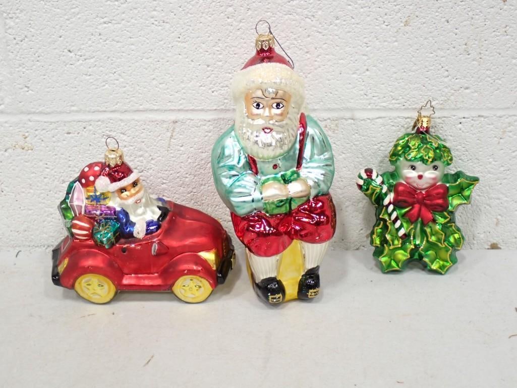Blown Glass Christmas Ornaments including Christopher Radko: Blown Glass Christmas Ornaments including Christopher Radko - Santa, Car, etc.