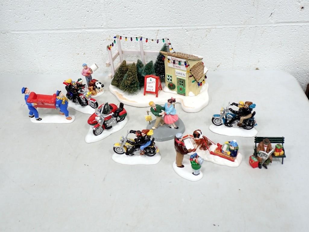 Lot of Dept. 56 Figurines and assorted Accessories, etc including Village Christmas Trees (1 of 9)