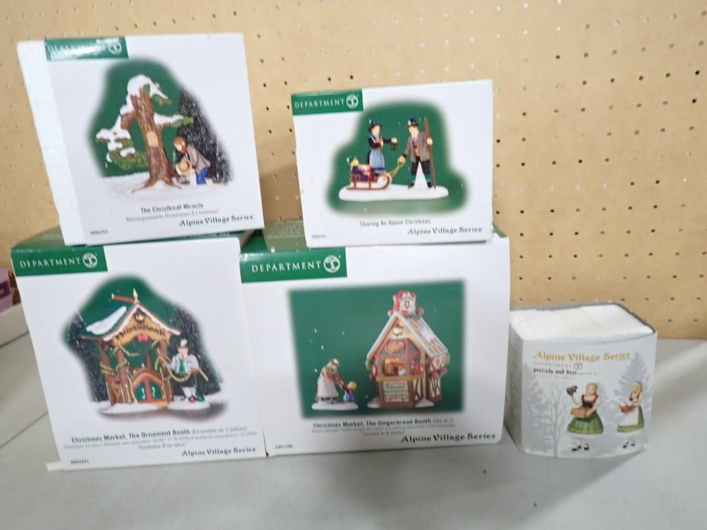Lot of 5 Dept. 56 Alpine Village Series Accessories including Christmas Market (1 of 7)