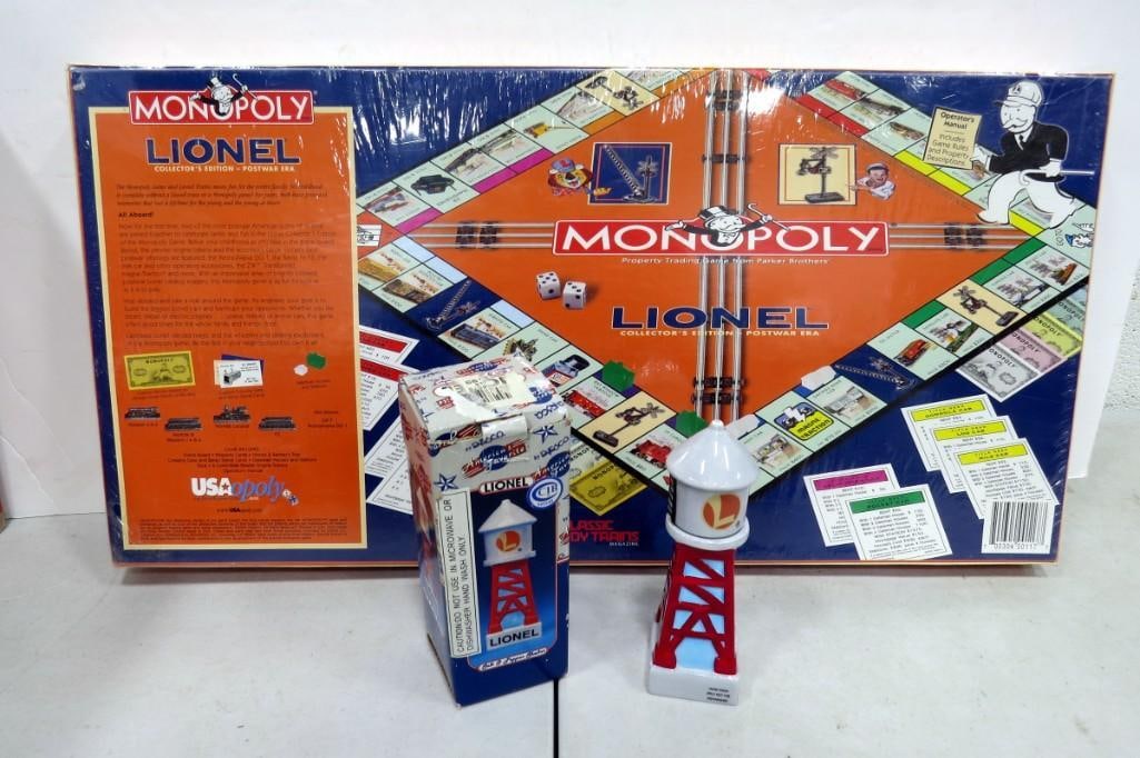 Lionel Monopoly Game - sealed and Enesco Lionel Water Tower Salt and Pepper Shaker (1 of 3)