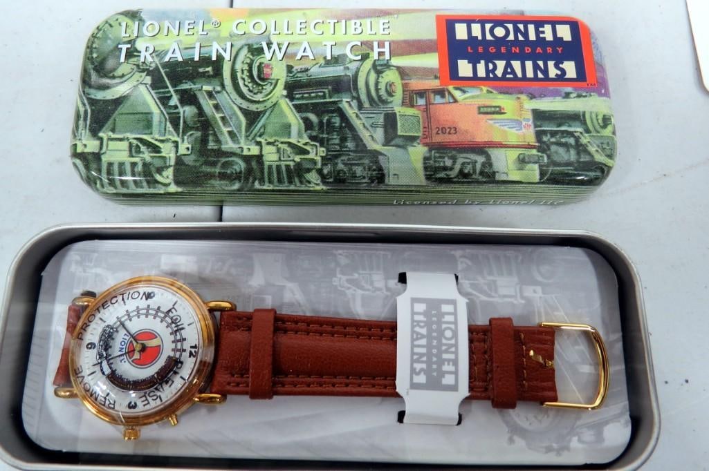 Lionel Watch with leather band and original case - looks to be unused: Lionel Watch with leather band and original case - looks to be unused