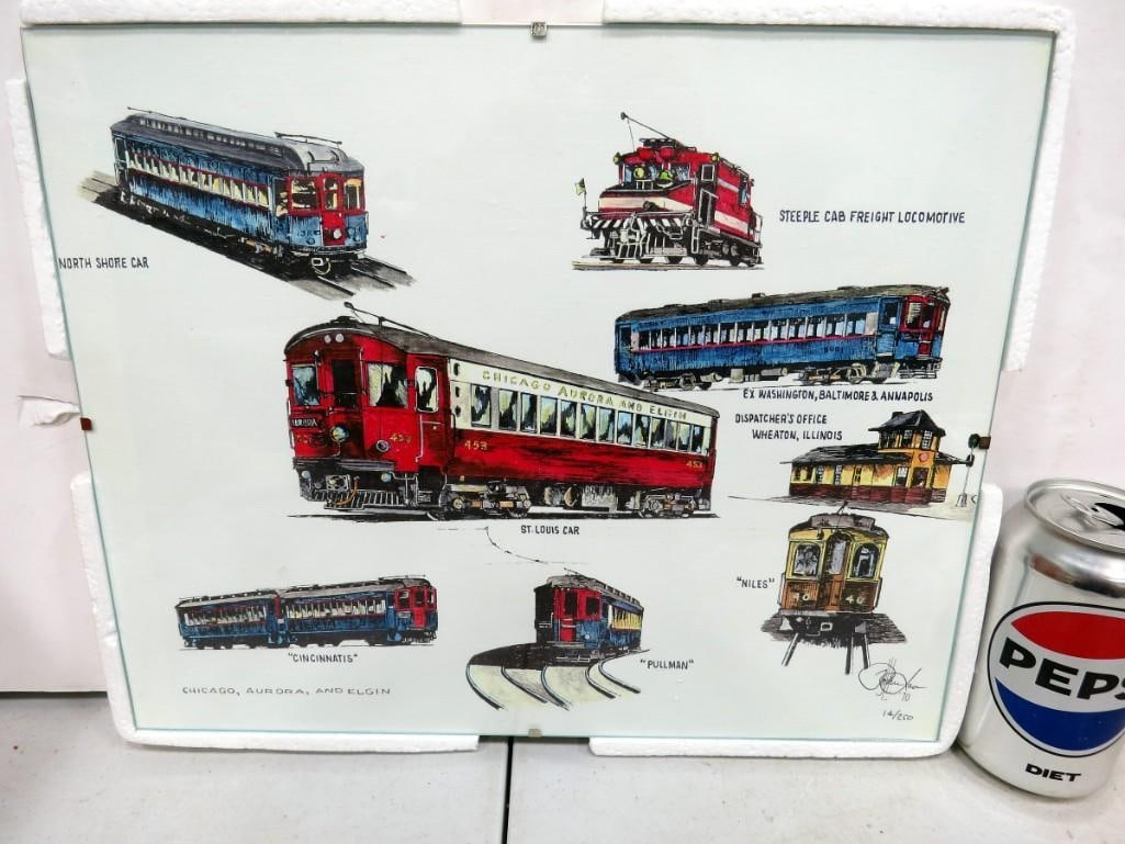John Lass Color Print "Compendium of Electric Interurban Railway Equipment" measures roughly 11x14" (1 of 4)