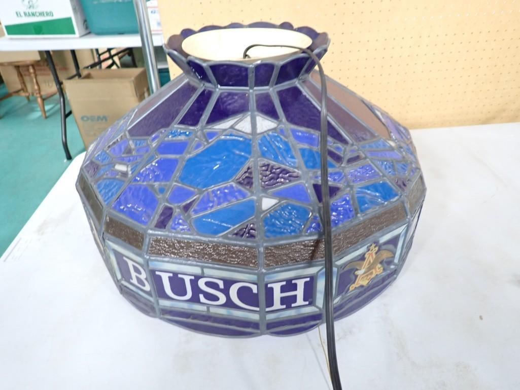 Busch Beer Tiffany Style Lamp Measures roughly 20 x 13": Busch Beer Tiffany Style Lamp Measures roughly 20 x 13" - it's plastic, not glass.