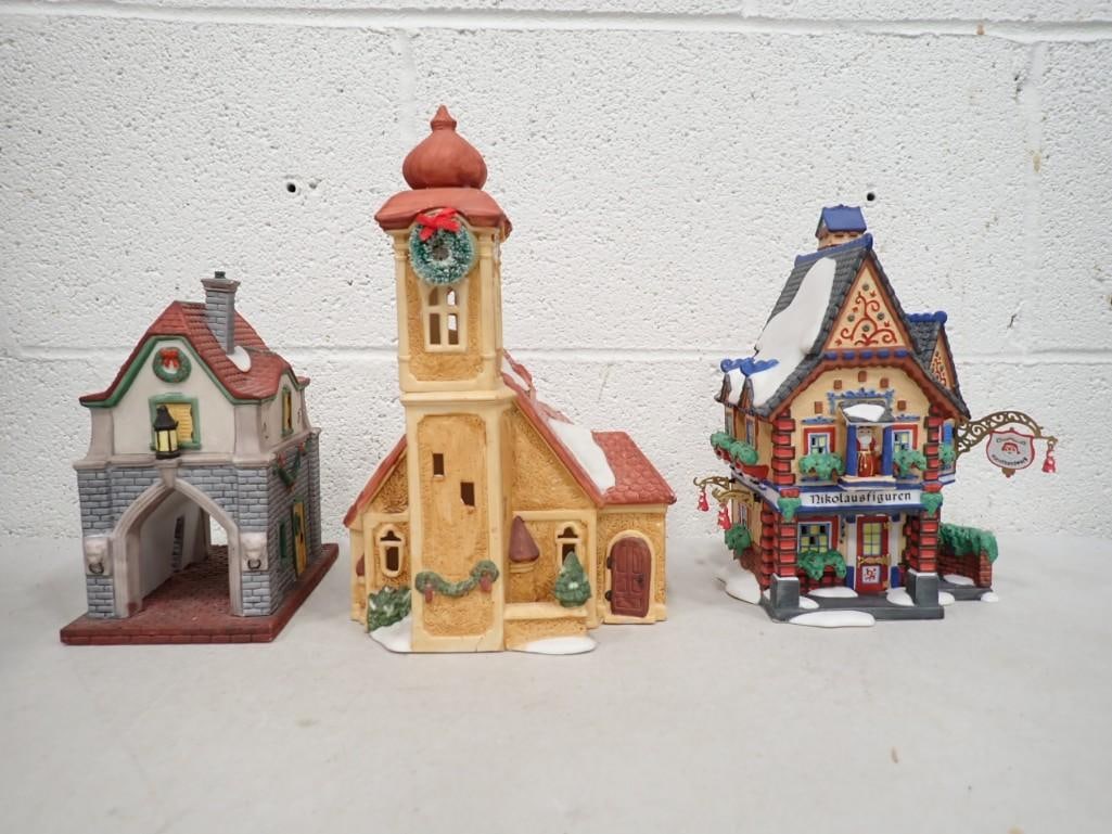 3 Department 56 Buildings incl Alpine Village Series Nikolausfiguren, Alpine Village Series Church,: 3 Department 56 Buildings incl Alpine Village Series Nikolausfiguren, Alpine Village Series Church, and Heritage Village Collection Gate House. Christmas Village Buildings NO BOXES