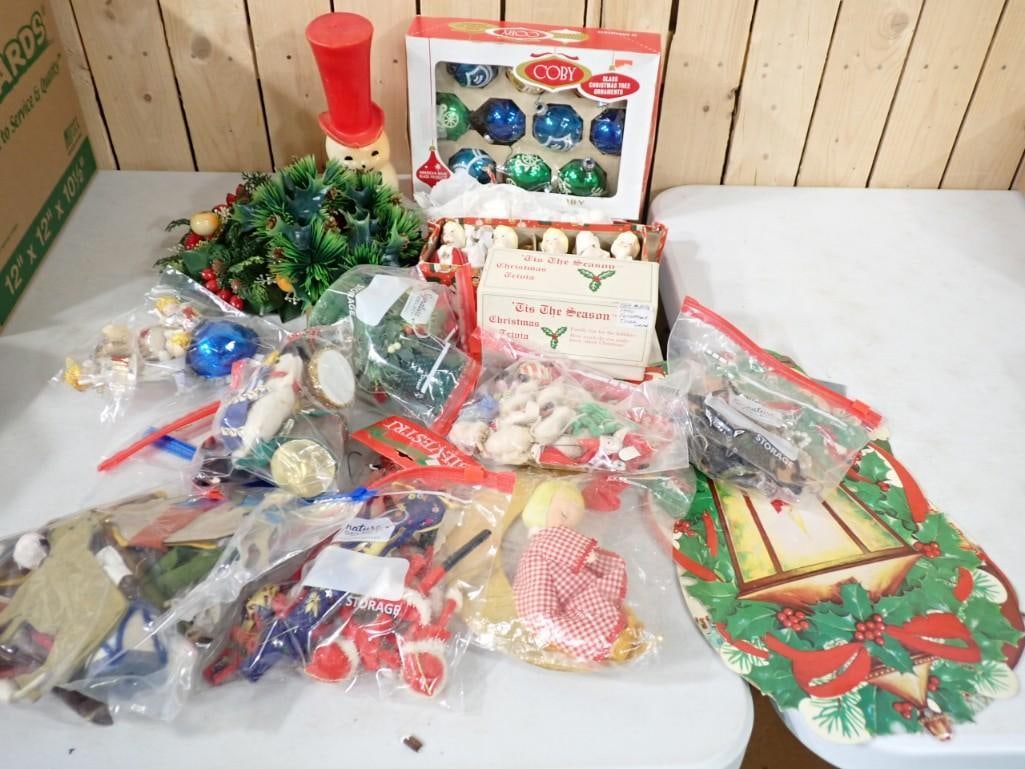 Vintage Christmas incl 1960s Coby Glass Ornaments, 1950-1960s Japan Angle w/ Baby Music Box (1 of 4)