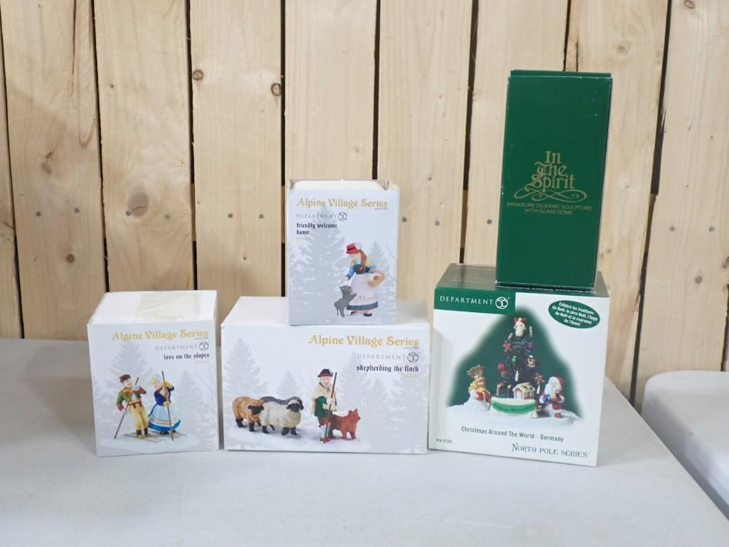 5 Dept 56 Accessories incl 3 Alpine Village Series incl Friendly Welcome Home, Love on the Slopes, S (1 of 3)