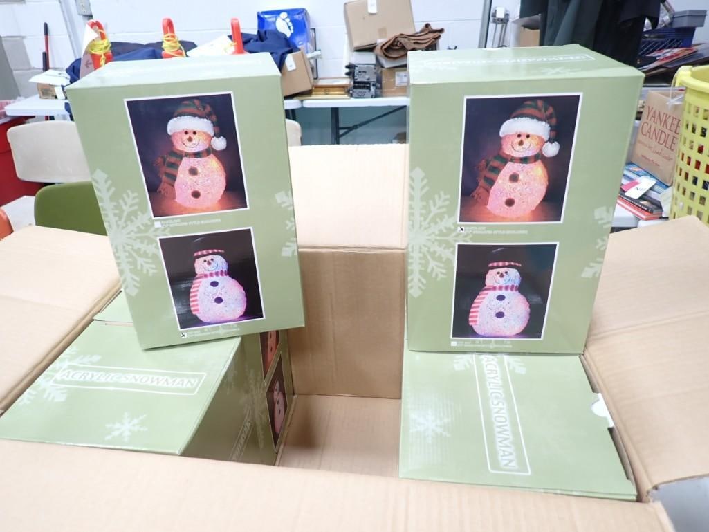 Case of 6 new in box 12 inch light up Acrylic Snowman decorations (1 of 6)