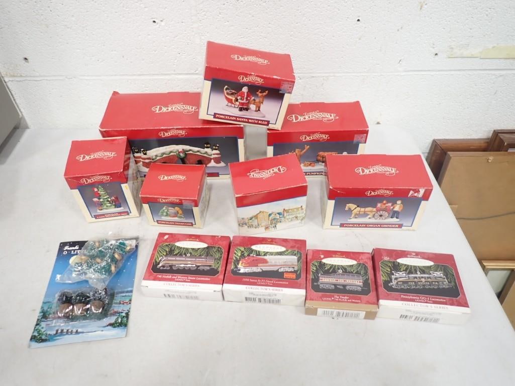 Christmas Lot incl Hallmark Keepsake Train Ornaments, Lemax Dickensvale Christmas Village Accessor (1 of 9)