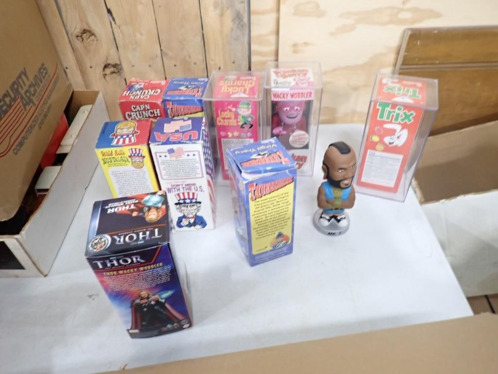 Lot of Wacky Bobbler / Bobble Heads including Mr. T., Cap'N Crunch, Frankenberry, Trix, Uncle Sam (1 of 10)
