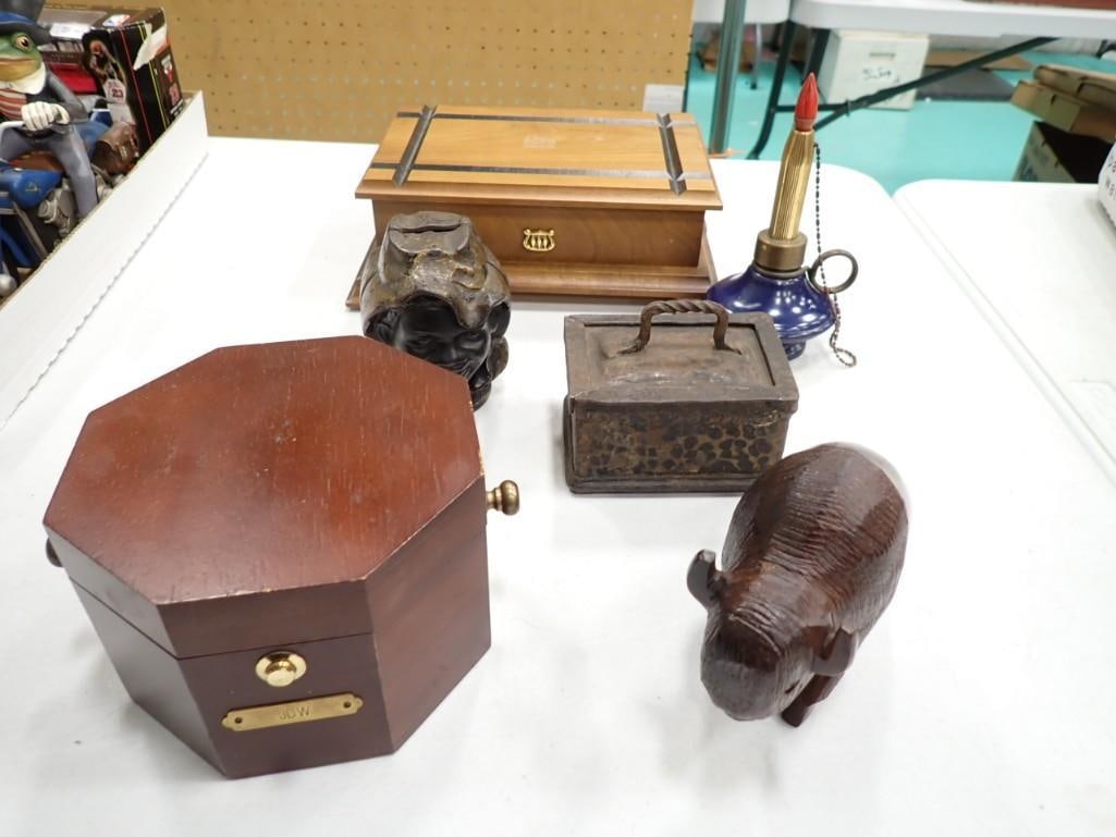 Misc. Lot including Music Box, Pocket Watch, Buffalo, etc. (1 of 14)