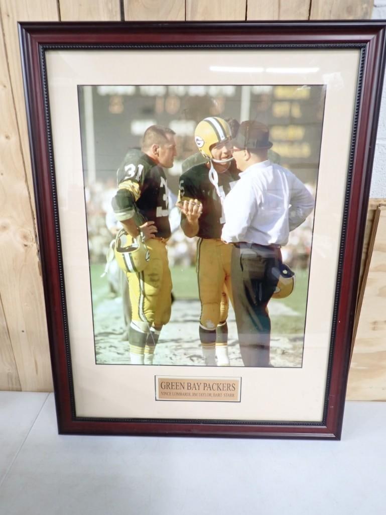 Framed Green Bay Photo - Vince Lombardi, Jim Taylor, Bart Starr: Framed Green Bay Photo - Vince Lombardi, Jim Taylor, Bart Starr - measures roughly 21.5 x 28.5" including the frame.