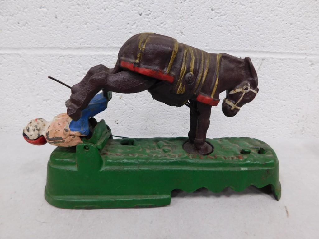 Cast Iron Bucking Bronco Mechanical Bank (1 of 7)