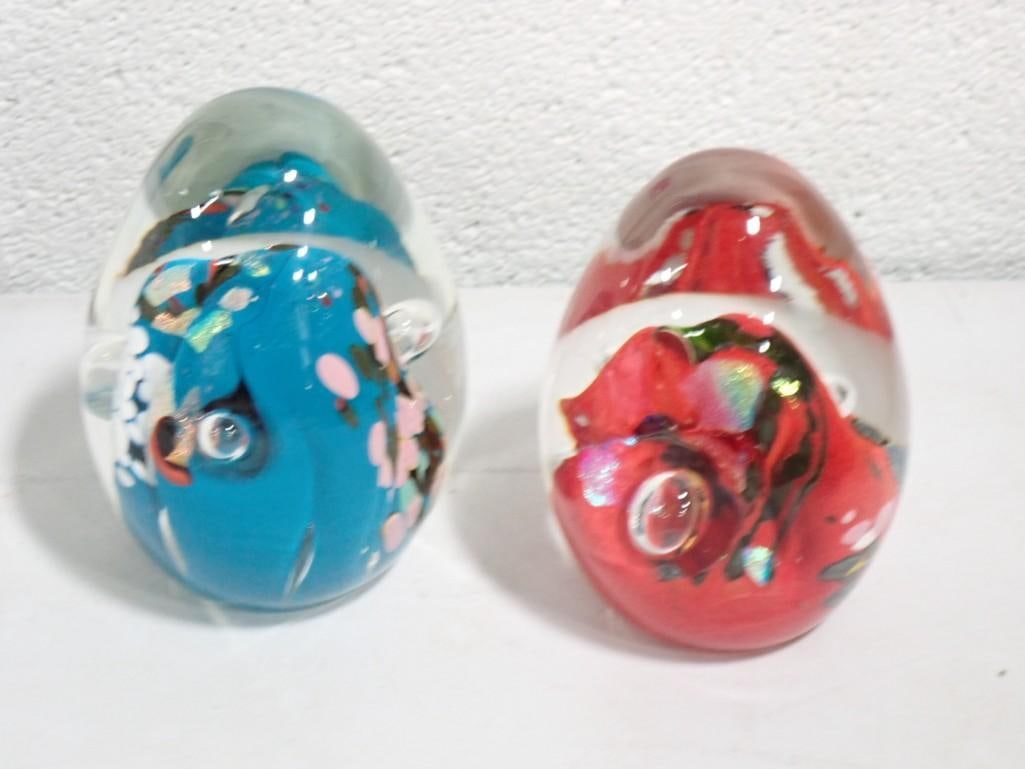 2 Karg Studios Dichroic Glass Egg Paperweights (1 of 7)