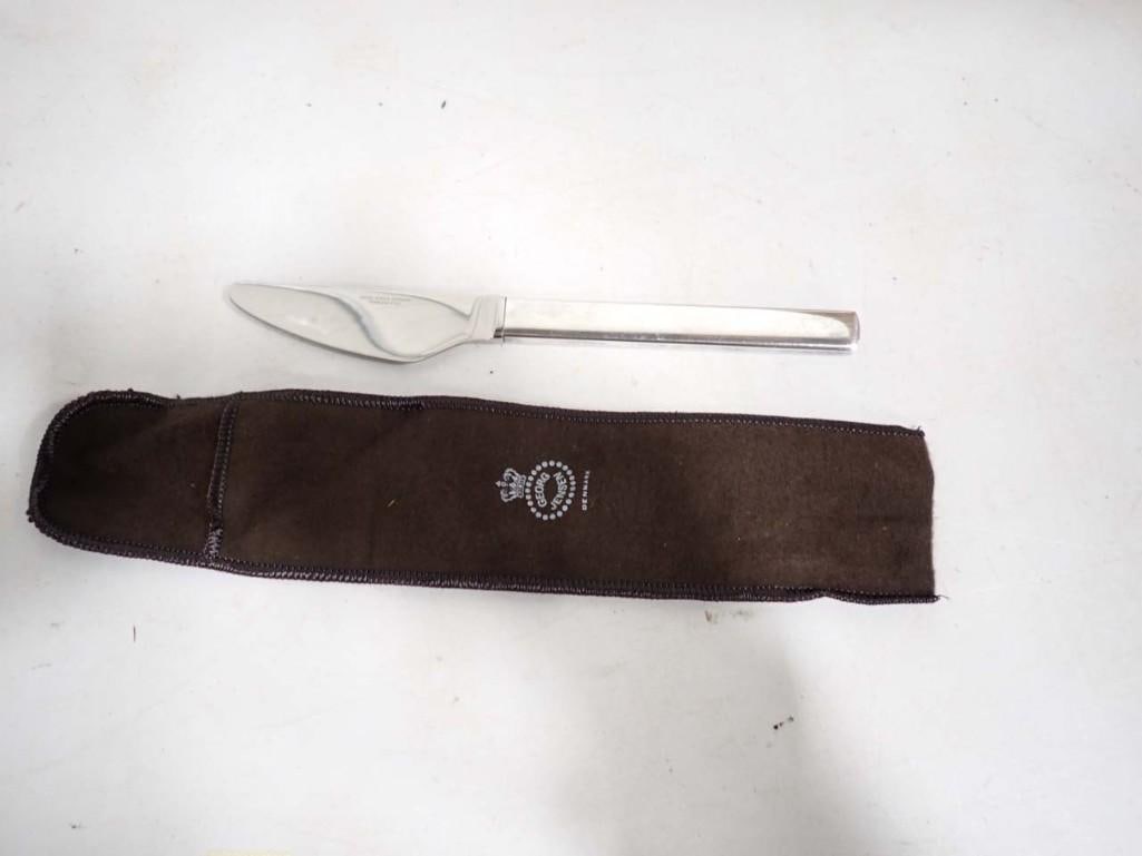 Georg Jensen Silverplate Dinner Knife New York Gotham Pattern with 1 Georg Jensen Felt Dust Bag: Georg Jensen Silverplate Dinner Knife New York Gotham Pattern with 1 Georg Jensen Felt Dust Bag