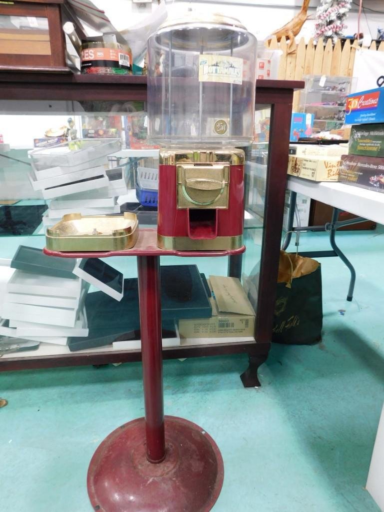 Candy or Gumball Machine on a Stand .  Stand holds 2 gumball machines, but only 1 is included.  (1 of 6)
