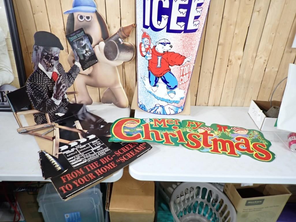 Lot of cardboard cut outs including Icee, Christmas, Demon Knight, Wallace and Gromit (1 of 6)