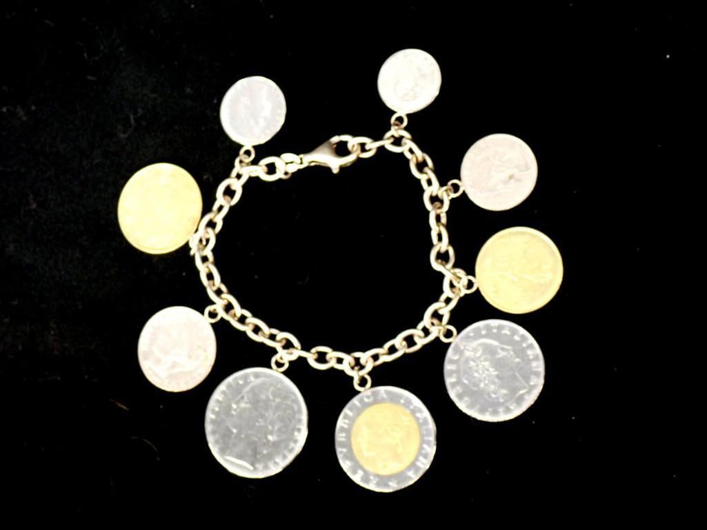Italian .925 Sterling Silver Chain with Coins: Italian .925 Sterling Silver Chain with Coins