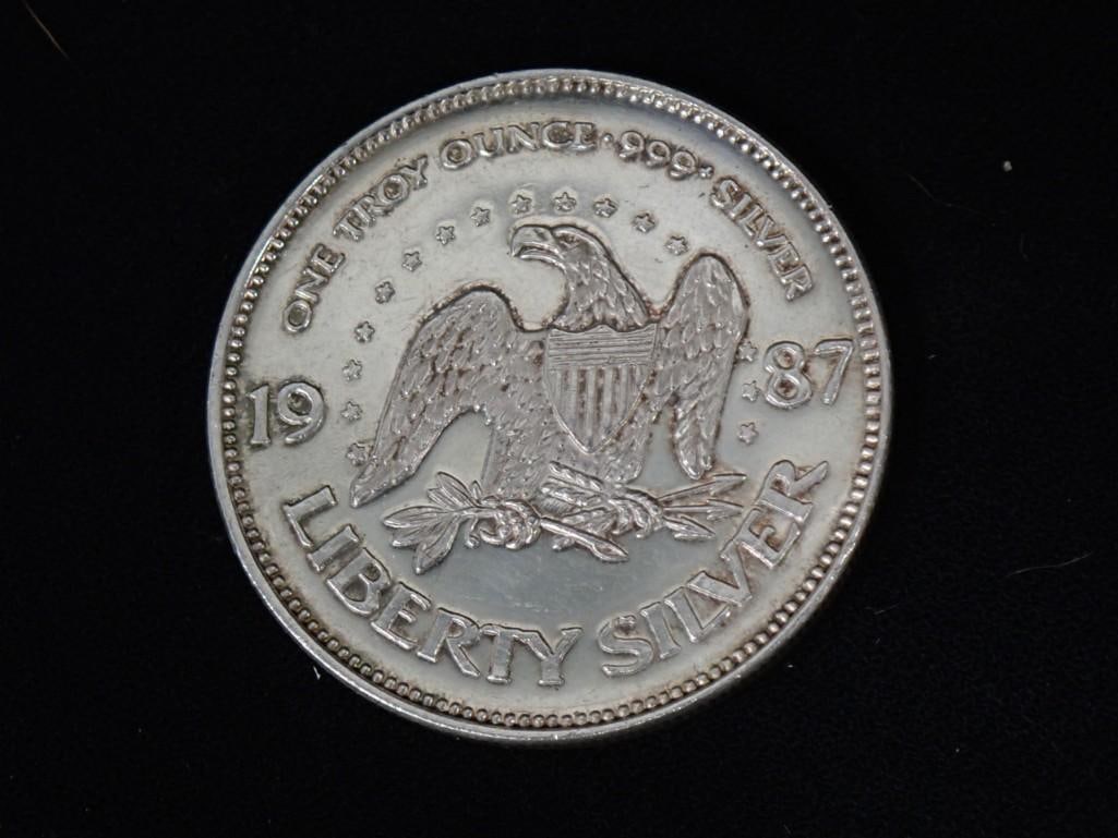 1 Troy Ounce Silver Round 1987 Liberty Silver Coin (1 of 4)