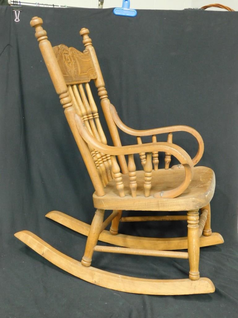 Wooden Rocking Chair with embossed design: Wooden Rocking Chair with embossed design