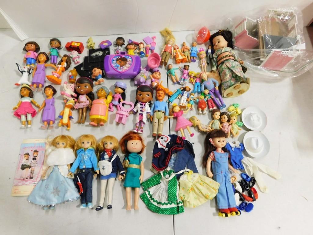 Huge Mini Dolls Lot, Dora the Explorer, Arklu Lottie London, Vogue Ginny, Effanbee, Etc Lot (1 of 6)