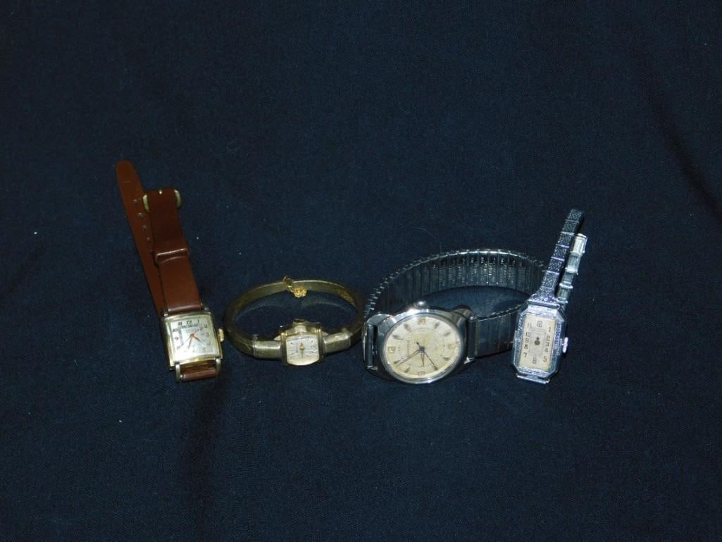 Lot of 4 Vintage watches including Gruen, Bulova, Benrus Swiss (1 of 9)