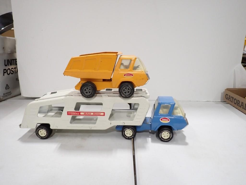 Two Vintage Tonka Trucks including dump truck and Motor Mover (1 of 5)