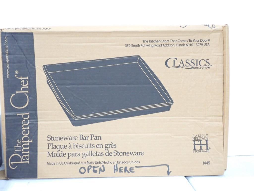 Pampered Chef New in box Stoneware Bar Pan and Onieda Swing Board with Box (1 of 7)