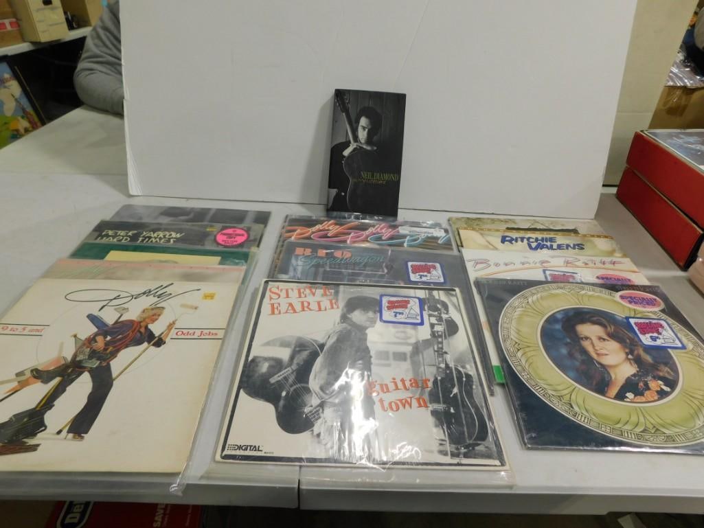 Vinyl Records including Dolly Parton, Steve Earle, Ritchie Valens, REO Speedwagon, Bonnie Raitt (1 of 4)