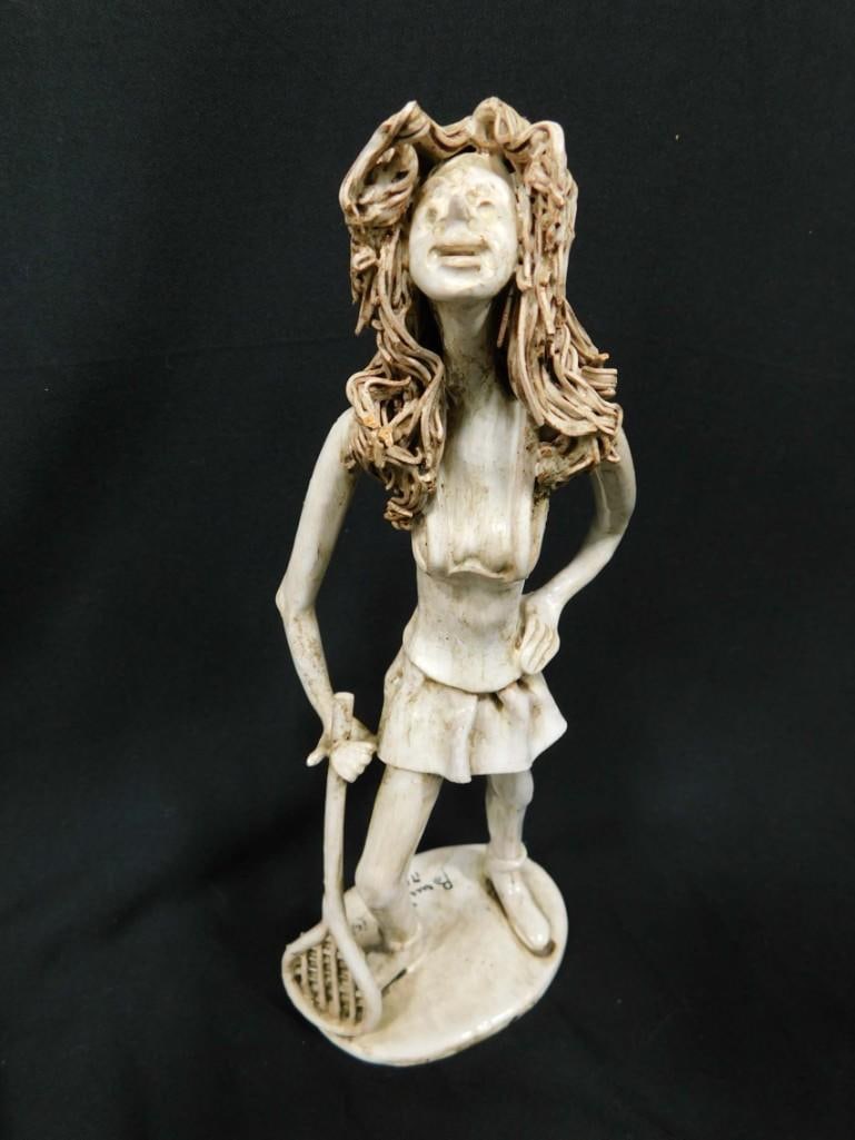 Bencini Signed Sculpture Italy Tennis Player: Bencini Signed Sculpture Italy Tennis Player