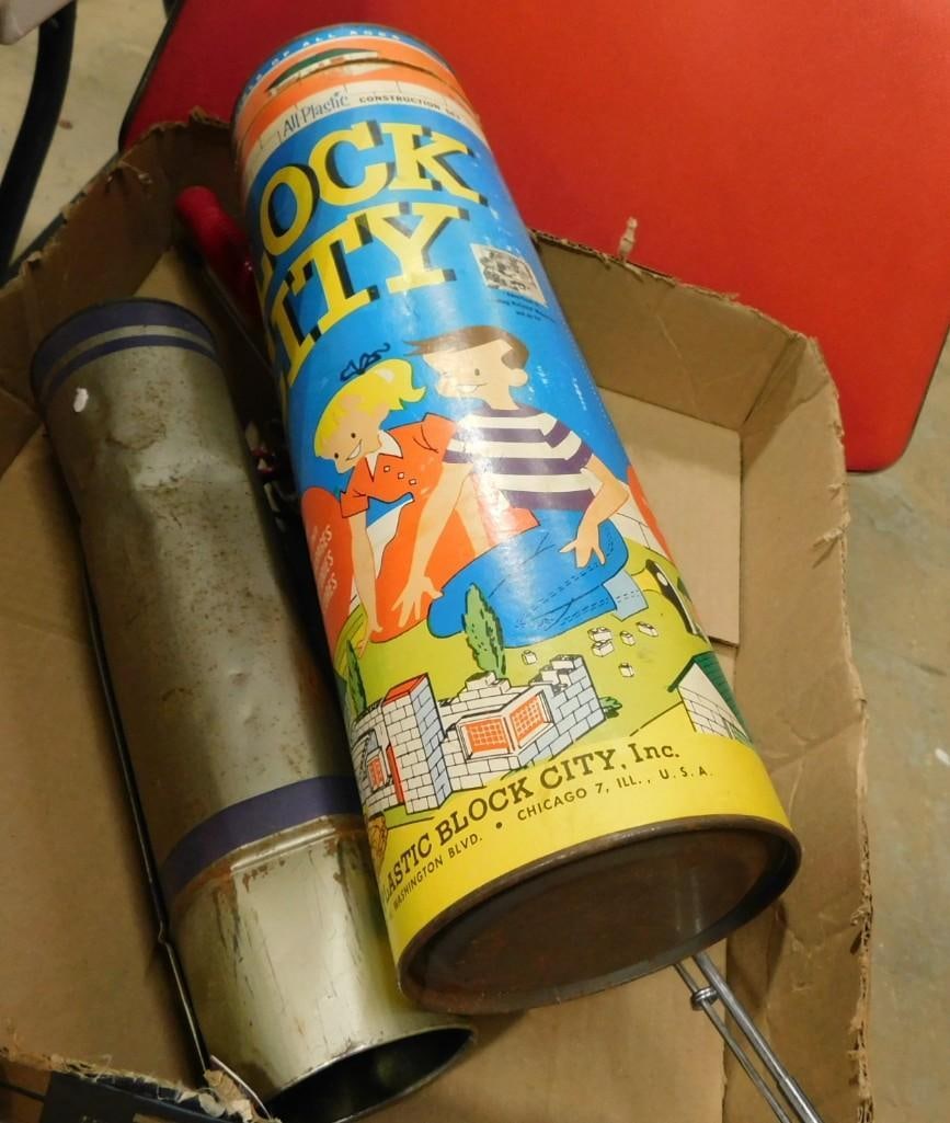 Vintage Toy Lot including Block City Plastic Construction set and Jr. Ace Blue  Fishing Set (1 of 6)